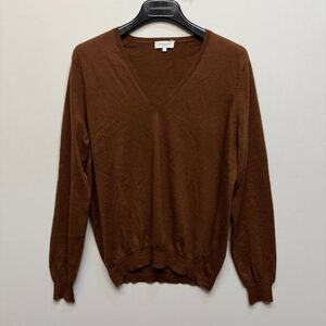 Eric Bompard Women 100% Cashmere Sweater Size Large Brown V-Neck D117 -17